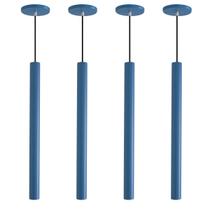 Kit 4 Pendente Luminária Tubo Azul 50 Cm