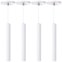 Kit 4 Pendente Luminária Tubo Branco 30 Cm