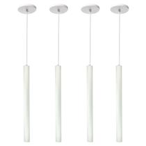 Kit 4 Pendente Luminária Tubo Branco 50 Cm - AZ Casa Decor