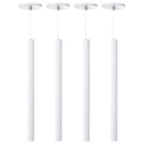 Kit 4 Pendente Luminária Tubo Branco 50 Cm