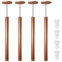 Kit 4 Pendente Luminária Tubo Cobre 50 Cm + Lâmpada LED Branco Quente