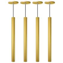 Kit 4 Pendente Luminária Tubo Dourado Fosco 50 Cm