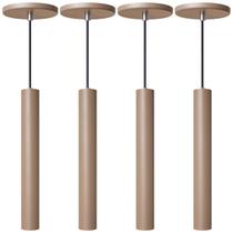 Kit 4 Pendente Luminária Tubo Fendi 30 Cm