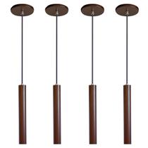 Kit 4 Pendente Luminária Tubo Marrom 30 Cm