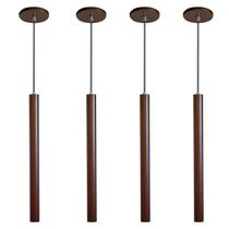 Kit 4 Pendente Luminária Tubo Marrom 50 Cm