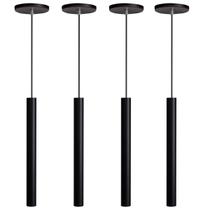 Kit 4 Pendente Luminária Tubo Preto 40 Cm - AZ Casa Decor