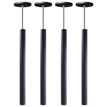 Kit 4 Pendente Luminária Tubo Preto 50 Cm