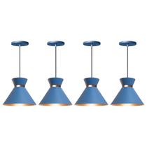 Kit 4 Pendente Lustre Luminária Berlim 15cm Azul