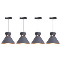 Kit 4 Pendente Lustre Luminária Berlim 15cm Cinza