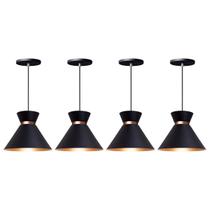 Kit 4 Pendente Lustre Luminária Berlim 15cm Preto