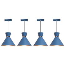 Kit 4 Pendente Lustre Luminária Berlin 23cm Azul