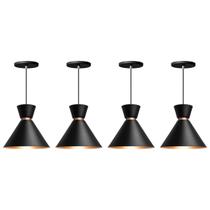 Kit 4 Pendente Lustre Luminária Berlin 23cm Preto Kit 4 Pendente Lustre Luminária Berlin 23cm Preto