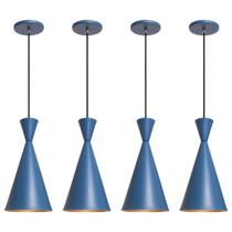 Kit 4 Pendente Lustre Luminária Canadá Azul