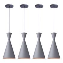 Kit 4 Pendente Lustre Luminária Canadá Cinza
