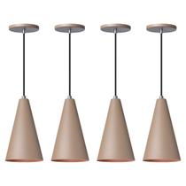 Kit 4 Pendente Lustre Luminária Cone Fendi