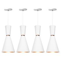 Kit 4 Pendente Lustre Luminária Cone Moscou 39cm Branco