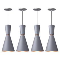 Kit 4 Pendente Lustre Luminária Cone Moscou 39cm Cinza Kit 4 Pendente Lustre Luminária Cone Moscou 39cm Cinza