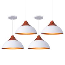 Kit 4 Pendente Lustre Luminária Elegance Branco