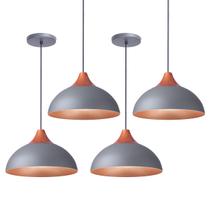 Kit 4 Pendente Lustre Luminária Elegance Cinza Kit 4 Pendente Lustre Luminária Elegance Cinza