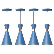 Kit 4 Pendente Lustre Luminária Mini Pequim 24cm Azul