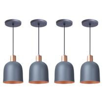 Kit 4 Pendente Lustre Luminária Open Cinza