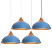 Kit 4 Pendente Lustre Luminária Panamá Azul