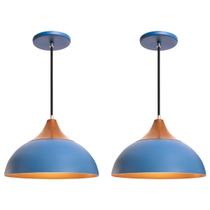 Kit 4 Pendente Lustre Luminária Panama Azul
