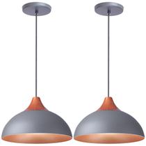 Kit 4 Pendente Lustre Luminária Panama Cinza