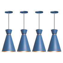 Kit 4 Pendente Lustre Luminária Pequim 30cm Azul