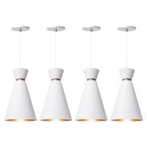 Kit 4 Pendente Lustre Luminária Pequim 30cm Branco