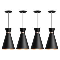 Kit 4 Pendente Lustre Luminária Pequim Preto 30cm