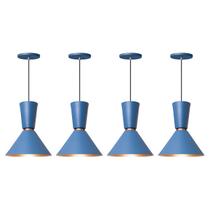 Kit 4 Pendente Lustre Luminária Rio Azul