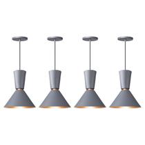 Kit 4 Pendente Lustre Luminária Rio Cinza