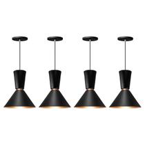 Kit 4 Pendente Lustre Luminária Rio Preto Kit 4 Pendente Lustre Luminária Rio Preto
