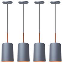 Kit 4 Pendente Lustre Luminária Veneza Cinza