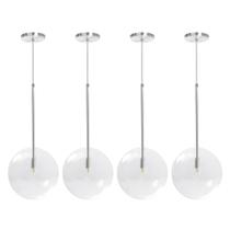 Kit 4 Pendente Lux Escovado Globo Vidro Cristal 25Cm + Led Kit 4 Pendente Lux Escovado Globo Vidro Cristal 25Cm + Led