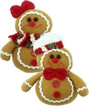 Kit 4 Pendente Natal Gingerbread Menino Menina Biscoito 12cm