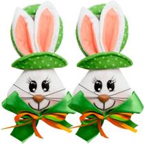 Kit 4 Pendente Páscoa Coelho Para Porta Verde Enfeite 23cm
