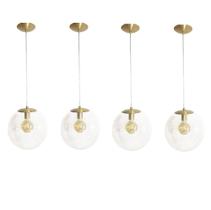 Kit 4 Pendente Redondo Esfera 30cm Dourado e Vidro Cristal Madelustre Kit 4 Pendente Redondo Esfera 30cm Dourado e Vidro Cristal Madelustre