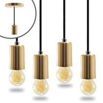 Kit 4 Pendente Soquete Copinho E27 Dourado + Led G45 Kit 4 Pendente Soquete Copinho E27 Dourado + Led G45