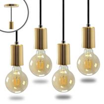 Kit 4 Pendente Soquete Copinho E27 Dourado + Led G95 Kit 4 Pendente Soquete Copinho E27 Dourado + Led G95