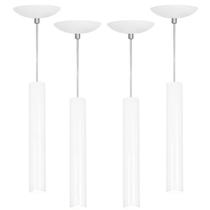 kit 4 Pendente Tubo Cilindro Branco 30Cm + Led 6k