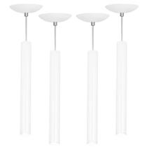 Kit 4 Pendente Tubo Cilindro Branco 40Cm + Led 3k