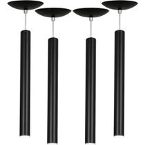 Kit 4 Pendente Tubo Cilindro Preto 50Cm + Led 3k Kit 4 Pendente Tubo Cilindro Preto 50Cm + Led 3k