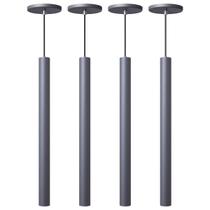 Kit 4 Pendente Tubo Cinza 50 Cm