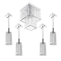 Kit 4 Pendentes Clearcrillic Quad. + Marrycrilic Cristal Acr