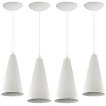Kit 4 Pendentes Cone Lowcost Aluminio Decoracao Branco Kit 4 Pendentes Cone Lowcost Aluminio Decoracao Branco