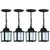 Kit 4 Pendentes Luminárias Pretas Teto 10,5x37cm Lustre Vintage Bivolt Versátil