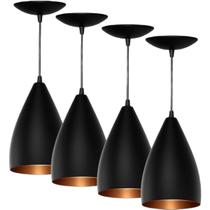 Kit 4 Pendentes Vegas (Preto Textura / Bronze)