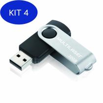 Kit 4 Pendrive 32Gb Multilaser Pd589 Twist Preto Usb 2.0